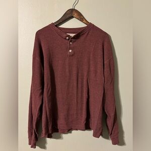 Men's Burgundy Long Sleeve Henley
